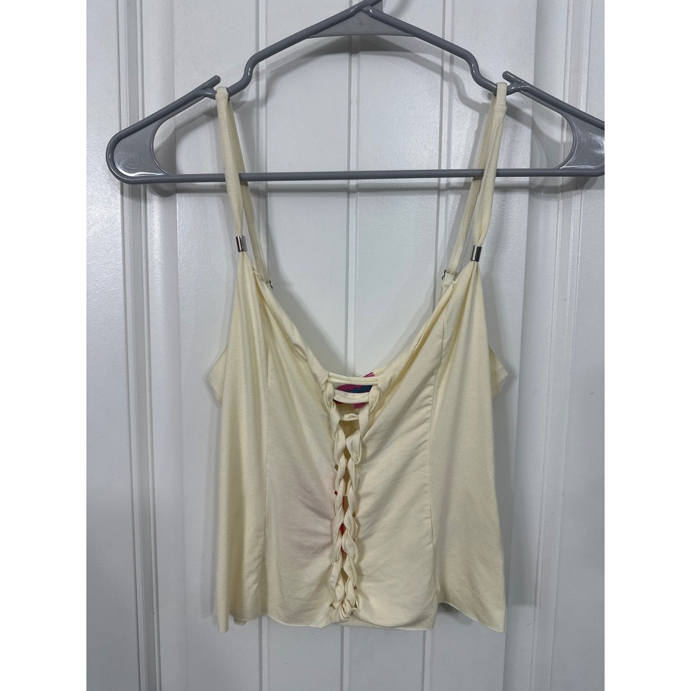 Edikted Tan Lace Up Front Camisole Top Small NWT Braided Detail Cami S18525 - Picture 2 of 7